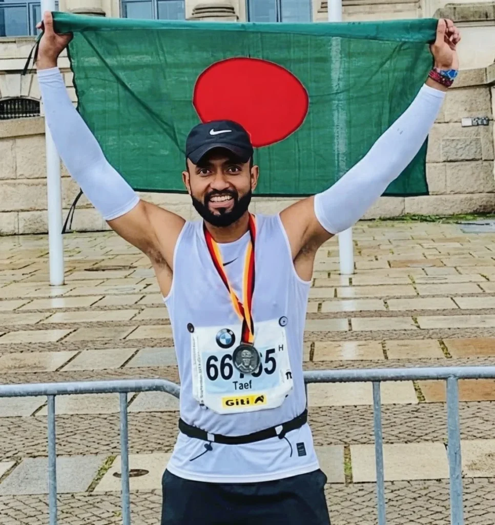Taef Rahman holding Bnagldesh's flag